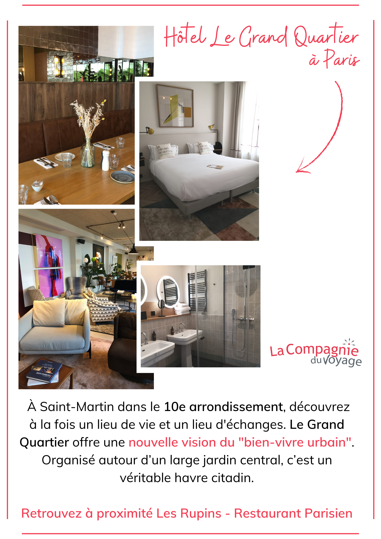 Hotel Le Grand Quartier à Paris par Catherine Truchet de l'agence de voyages La Compagnie du Voyage à Pont l'eveque dans le Calvados